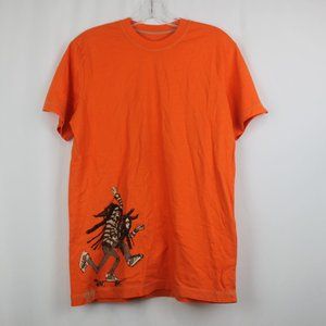 House Of Commons  Orange  Short Sleeve Shirt with Skaters Graphic Size: M